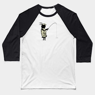 Fishing with Cute Cave Person Baseball T-Shirt